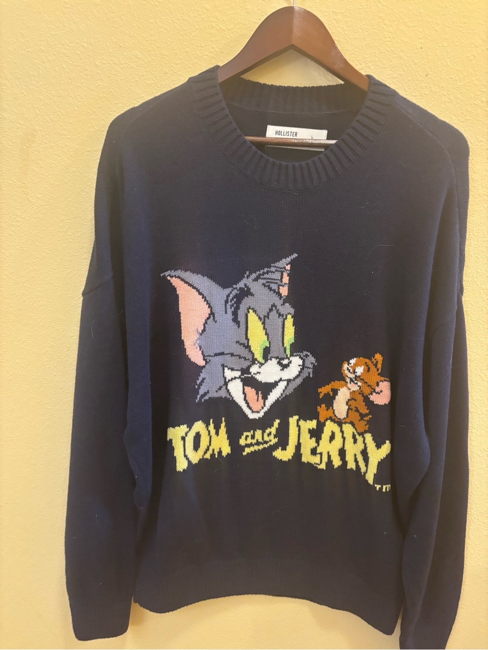 Hollister Navy Tom & Jerry Graphic Crewneck Sweater